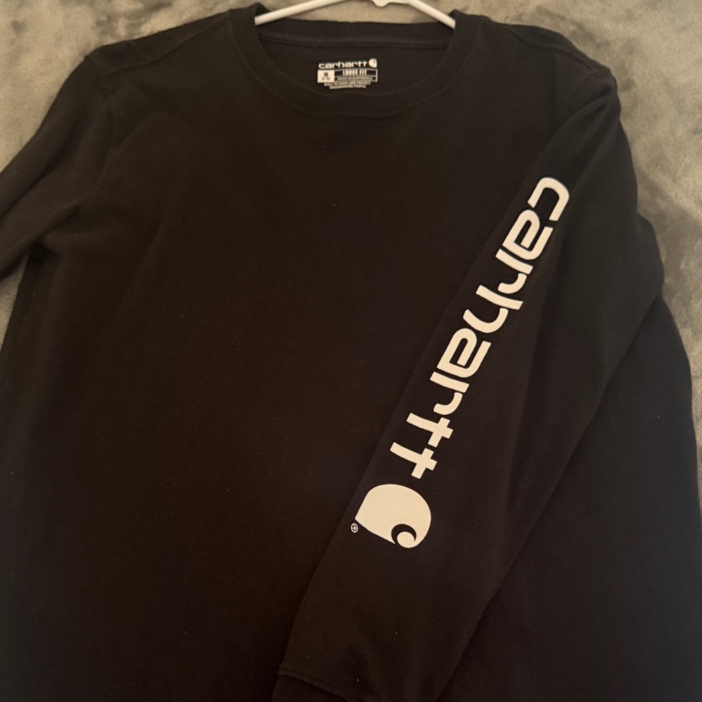 Carhartt Men's Long Sleeve Tee in Black with Logo